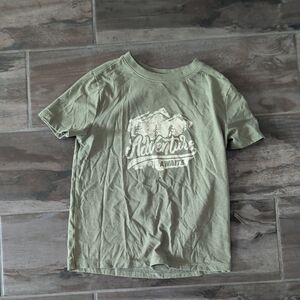 Cat & Jack Olive Green Graphic Tee with White Outdoor Print